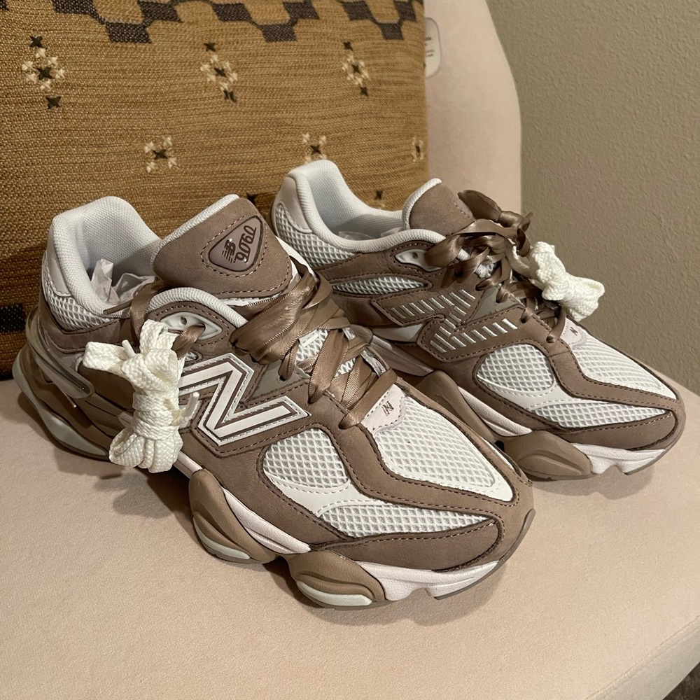 New Balance Taupe and White Athletic Shoes